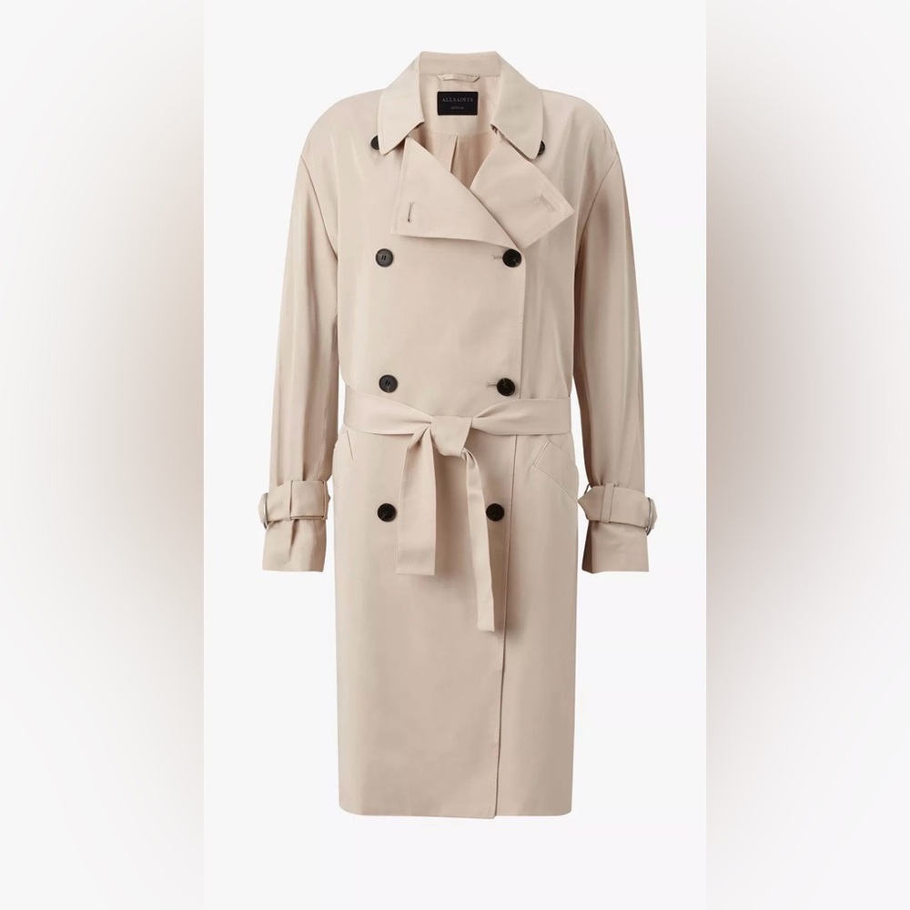 All Saints Brooke Trench Coat Sz S in Nude